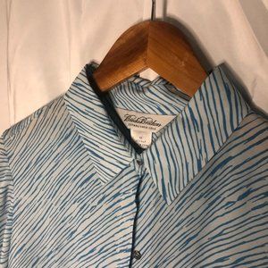 Brooks Brothers Silk Blouse (size 10, Blue/White)